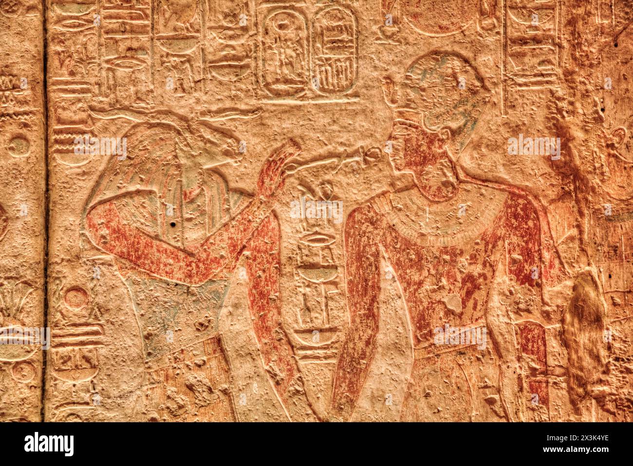 The God Ramsas God Khnum (left) with Ramses II, Bas Reliefs, Beit al-Wali Temple ...