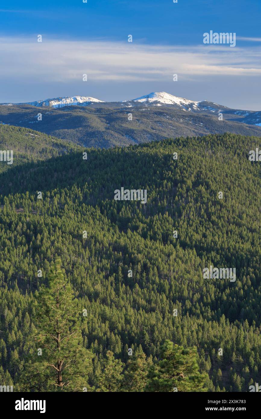 crow peak (left) and elkhorn peak viewed from strawberry butte in the elkhorn mountains near clancy, montana Stock Photo
