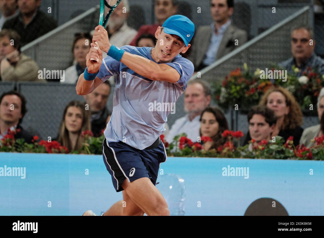 Madrid, Spain. 27th Apr, 2024. Tennis: Mutua Madrid Open tennis tournament - Madrid, Individual, Men:Rafael Nadal (ESP) VS Alex de Minaur (AUS). Alex de Minaur (AUS). Credit: EnriquePSans/Alamy Live News Stock Photo