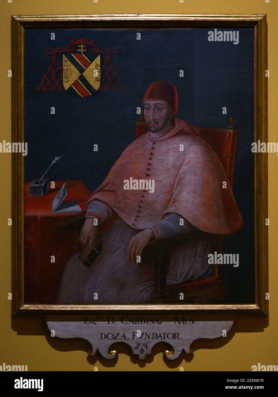 Pedro González de Mendoza (1428-1495). Castilian ecclesiastic, statesman, military and patron. The Cardinal Don Pedro González de Mendoza. Anonymous portrait, 16th century. Oil on canvas. From the former Hospital de Santa Cruz, Toledo. Museum of Santa Cruz. Toledo. Spain. (On loan, Diputación Provincial de Toledo). Stock Photo