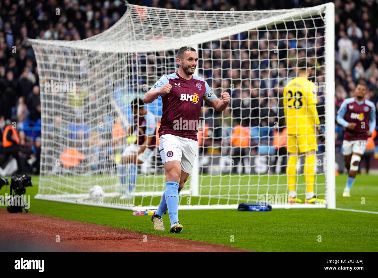 Aston Villa's John McGinn celebrates their side's first goal of the game, scored by Chelsea's Marc Cucurella (not pictured) via an own goal during the Premier League match at Villa Park, Birmingham. Picture date: Saturday April 27, 2024. Stock Photo
