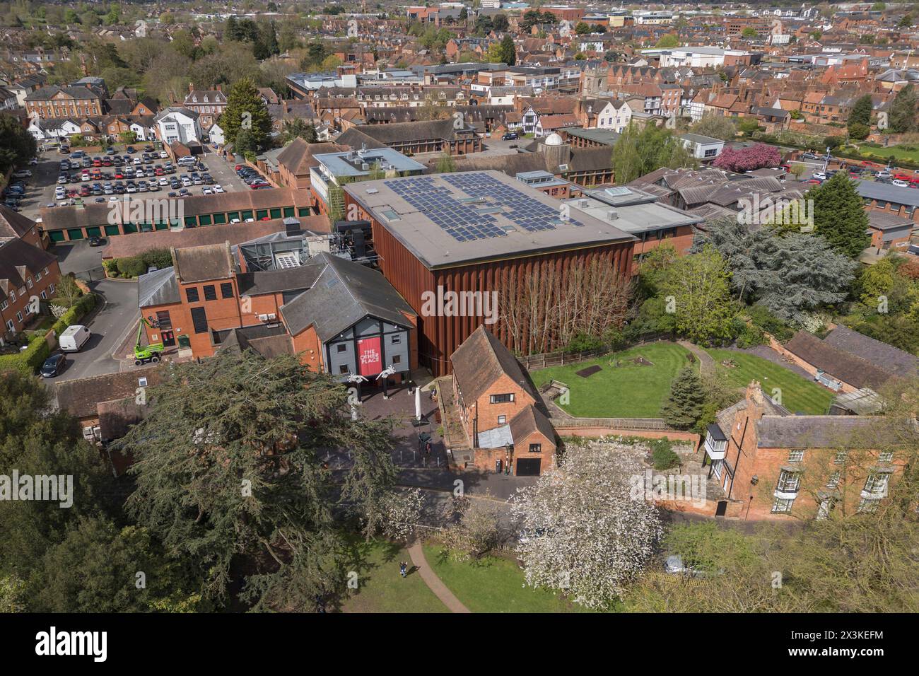 Aerial view of The Other Place theatre in Stratford Upon Avon, UK. Stock Photo