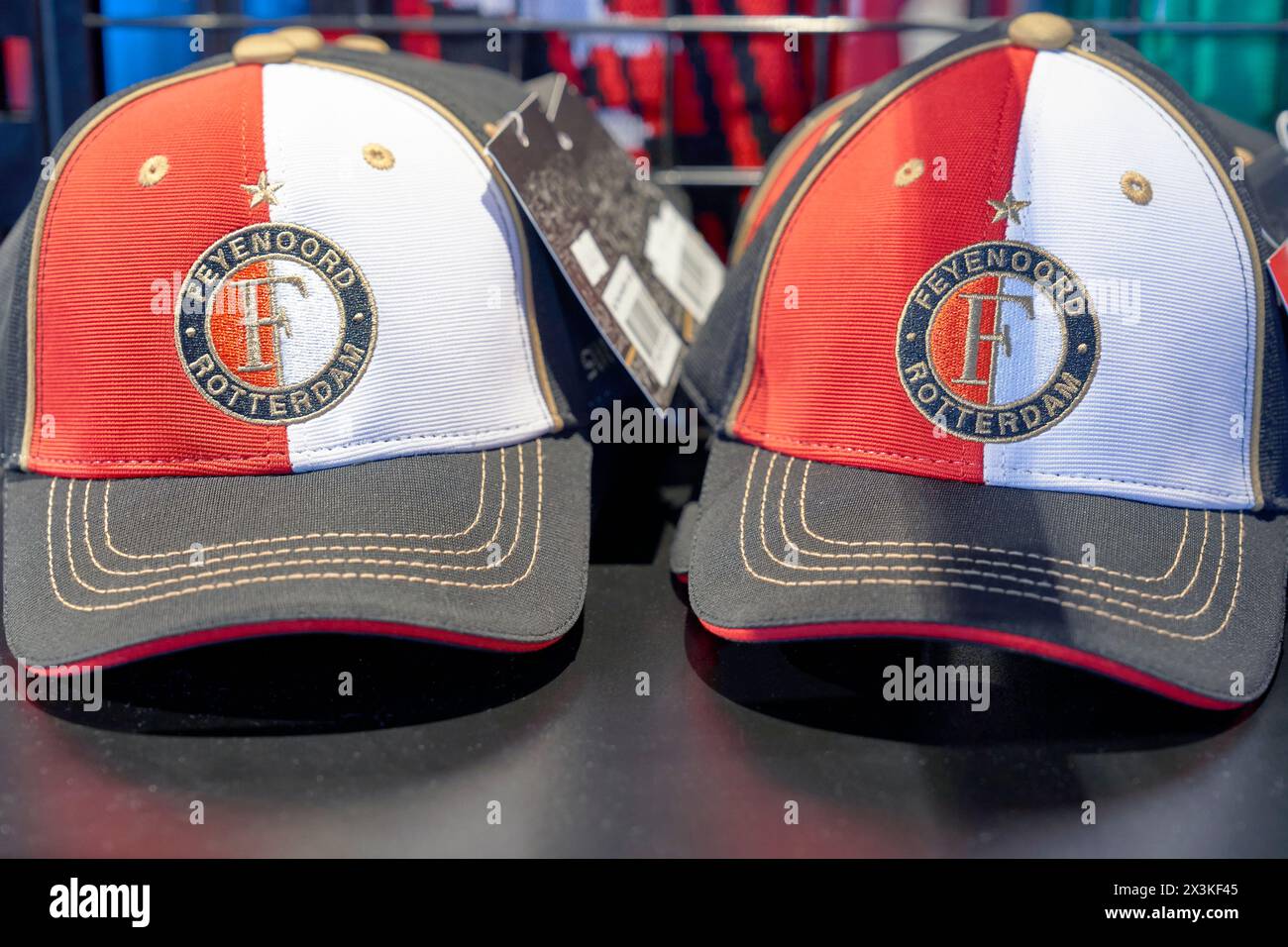 Caps on sale in the fan shop of De Kuip arena - the official ...