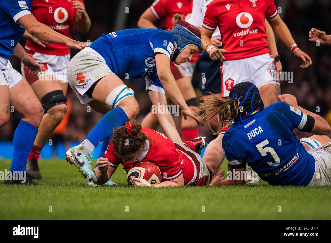 Cardiff, Wales. 27th April 2024. Kate Williams with ball during the ...