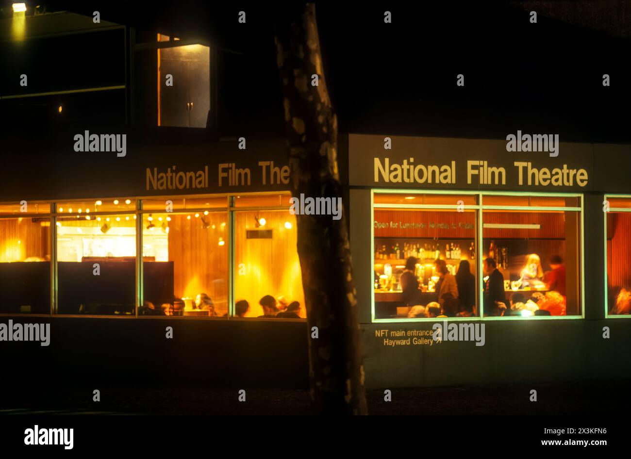 1970s archive photograph of the bar of the National Film Theatre, on