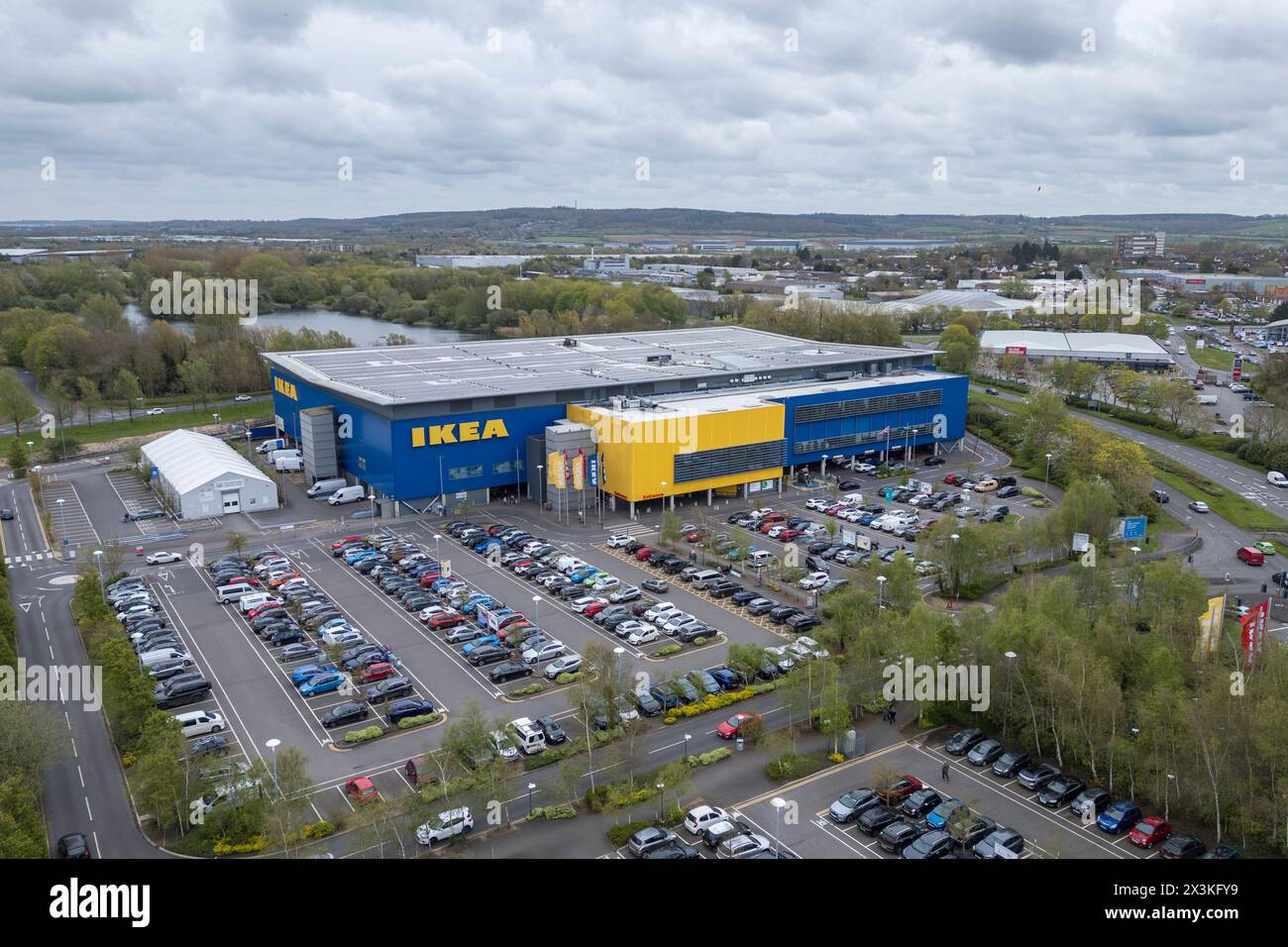 Aerial view of IKEA Milton Keynes, Buckinghamshire, UK Stock Photo Alamy