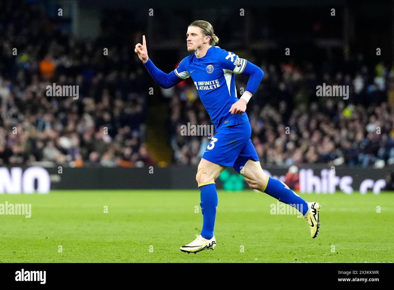 Chelsea's Conor Gallagher celebrates scoring their side's second goal of the game during the Premier League match at Villa Park, Birmingham. Picture date: Saturday April 27, 2024. Stock Photo