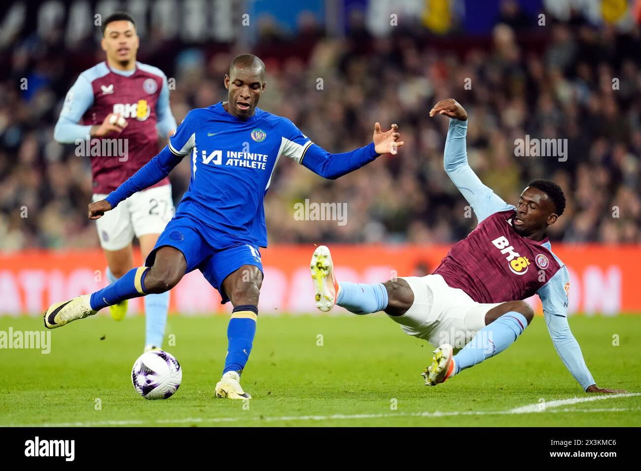 Morgan Rogers of Aston Villa speaks to Tim Iroegbunam of Aston Villa ...