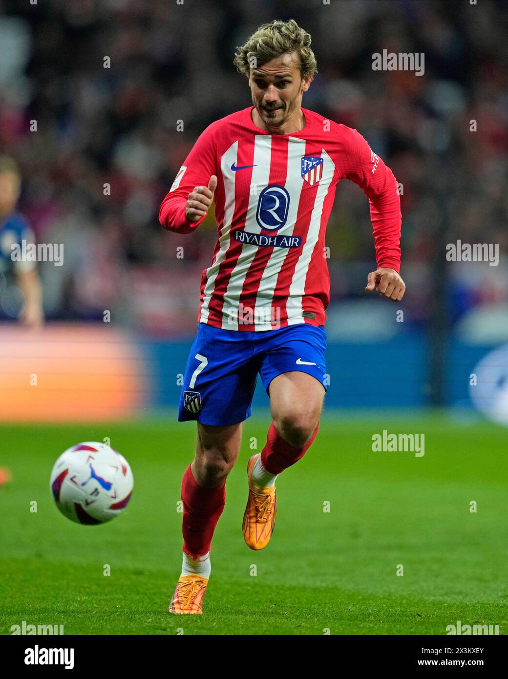 Madrid, Spain. 27th Apr, 2024. Antoine Griezmann of Atletico de Madrid during the La Liga match between Atletico de Madrid and Athletic Club played at Civitas Metropolitano Stadium on April 27 in Madrid, Spain. (Photo by Cesar Cebolla/PRESSINPHOTO) Credit: PRESSINPHOTO SPORTS AGENCY/Alamy Live News Stock Photo