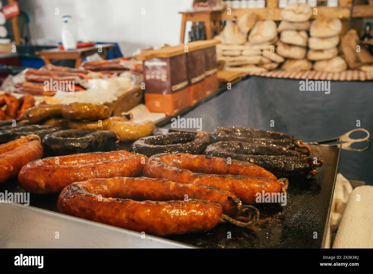 The closeup of the traditional Portuguese grilled sausages Stock Photo Alamy