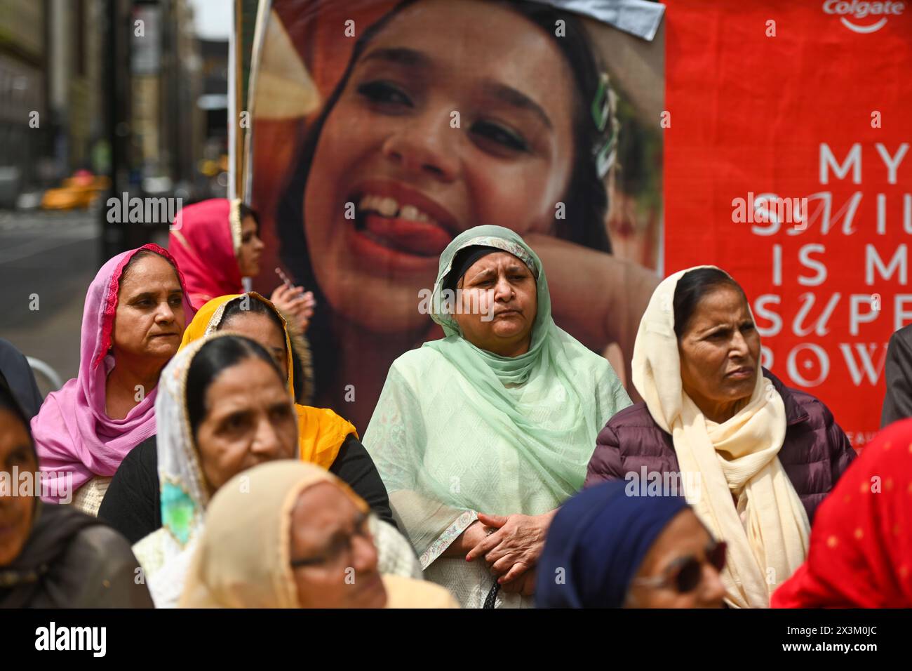 Participants march in the Sikh Cultural Society's Sikh Day Parade on