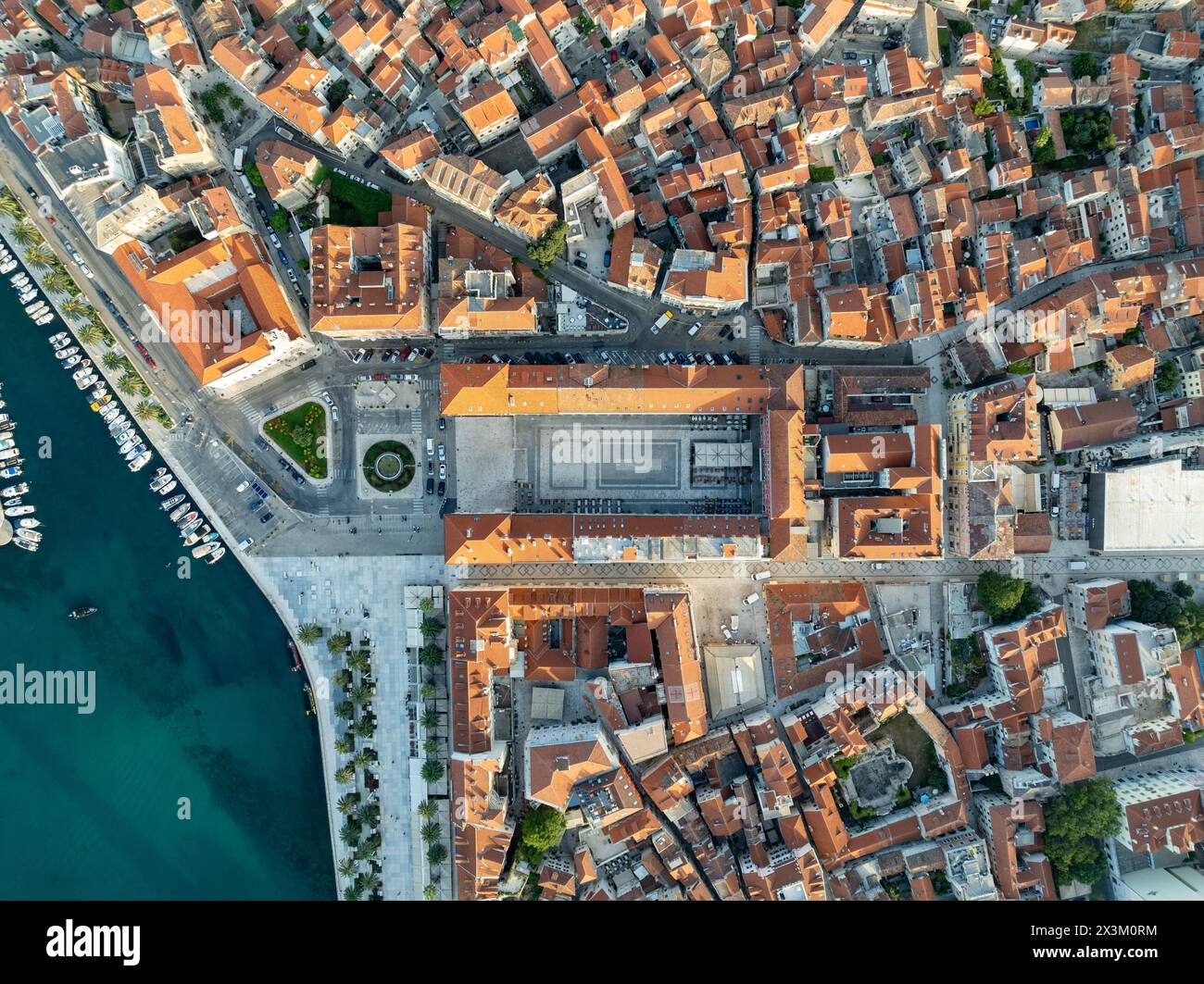 The Republic square 'Prokurative', closed on the three sides with neo-Renaissance buildings and opened on the fourth to the sea and the waterfront in Stock Photo