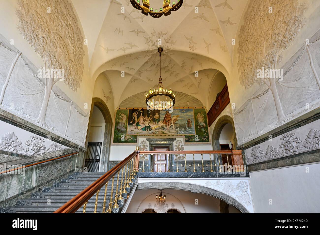 Copenhagen, Denmark - Jul 17, 2023: Copenhagen town hall Interior. Historic City Hall Building in Denmark. interior Hall building Kobenhavns located o Stock Photo