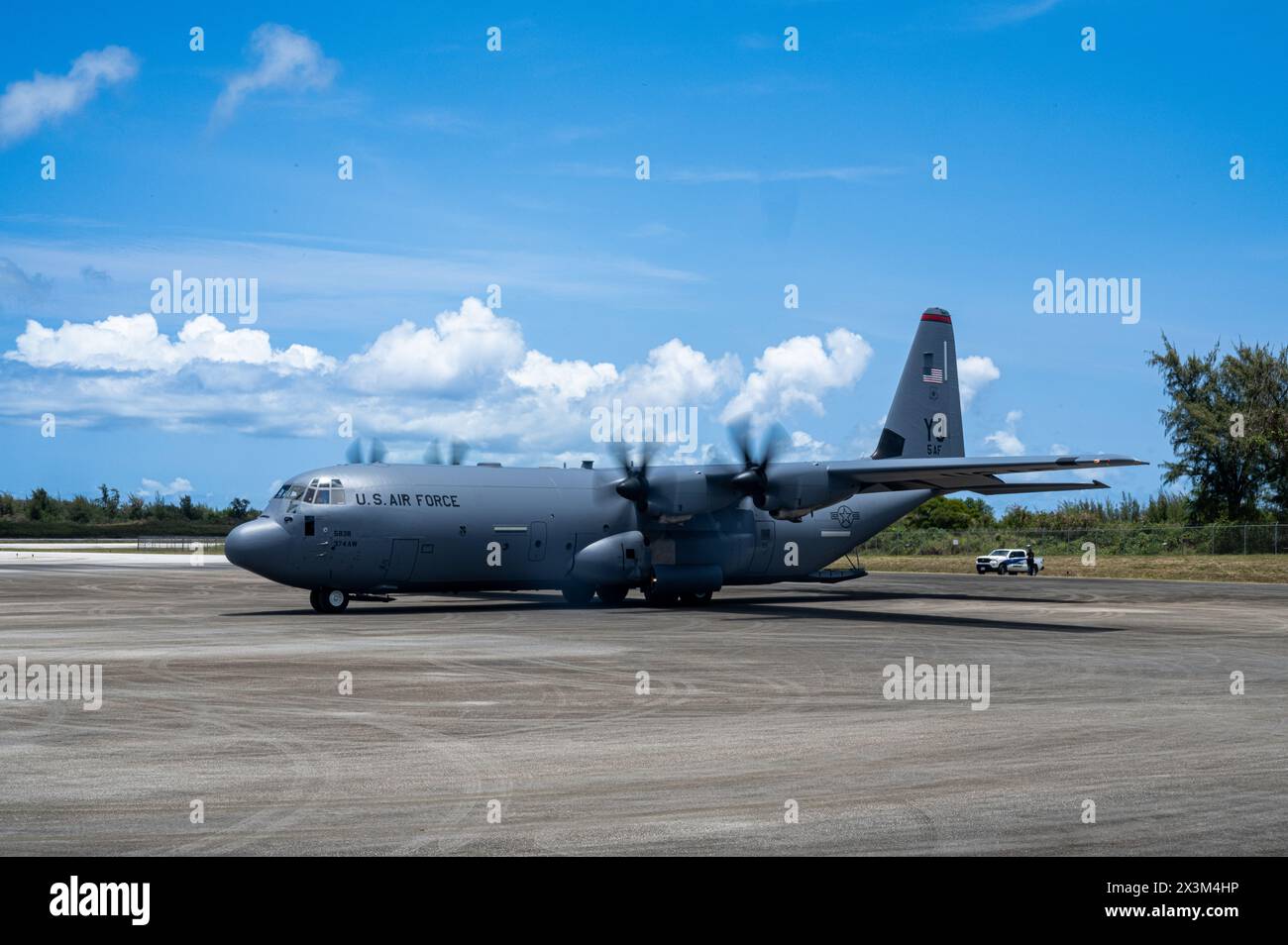 Tinian Intl A U.S. Air Force C-130 Hercules out of Yokota Air Base, Japan, arrives ...