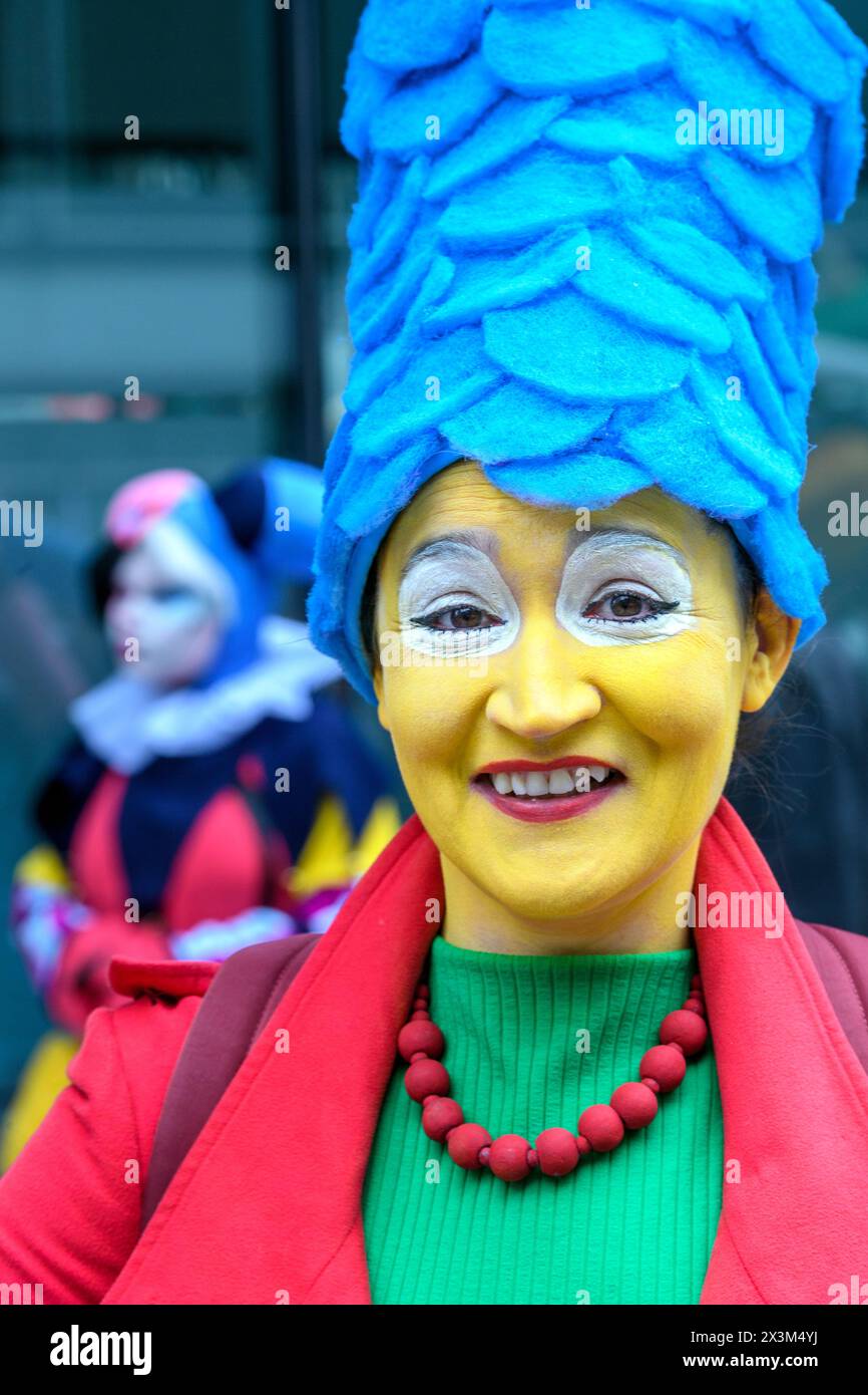 Cosplayer, dressed as Marge Simpson at the Parade of Wonders, signals the start of Calgary Expo weekend. Stock Photo
