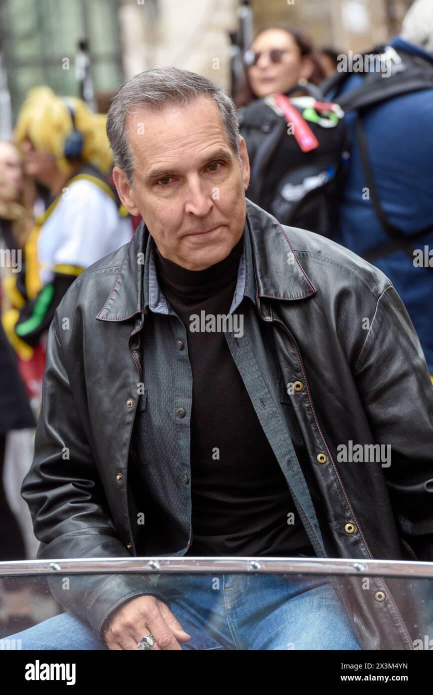 Todd McFarlane, Parade Marshall at the Parade of Wonders, signals the start of Calgary Expo 2024 weekend. Stock Photo