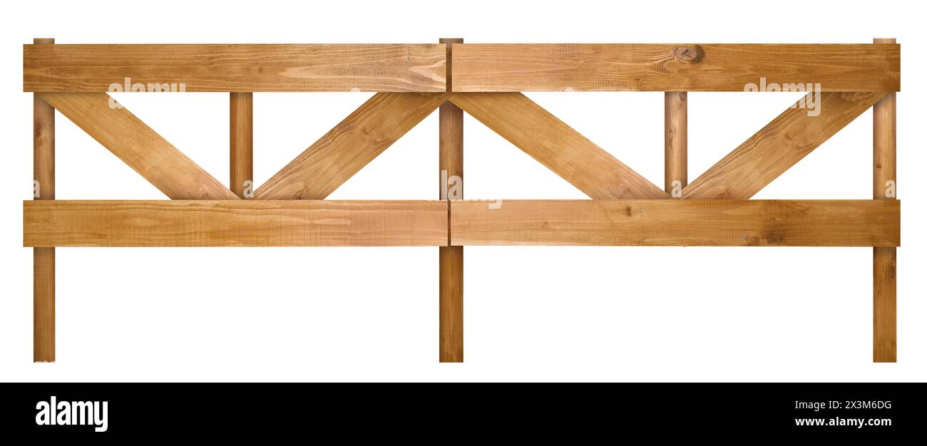 Fence made of wooden planks isolated on white Stock Photo - Alamy