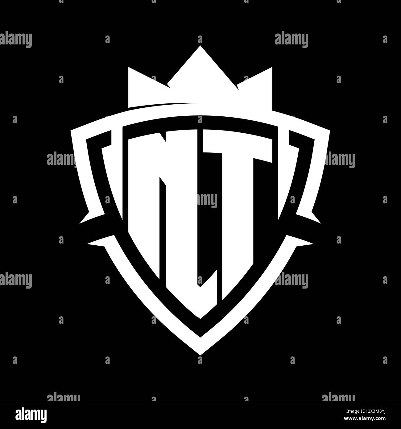 NT Letter bold monogram with triangle curve shield shape with crown ...