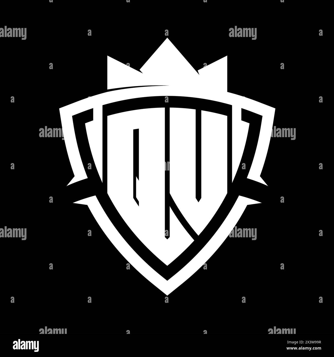 QV Letter bold monogram with triangle curve shield shape with crown ...