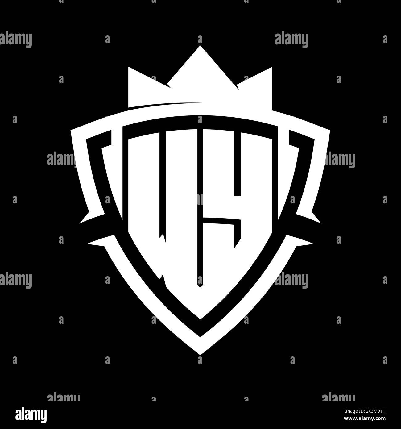 WY Letter bold monogram with triangle curve shield shape with crown ...