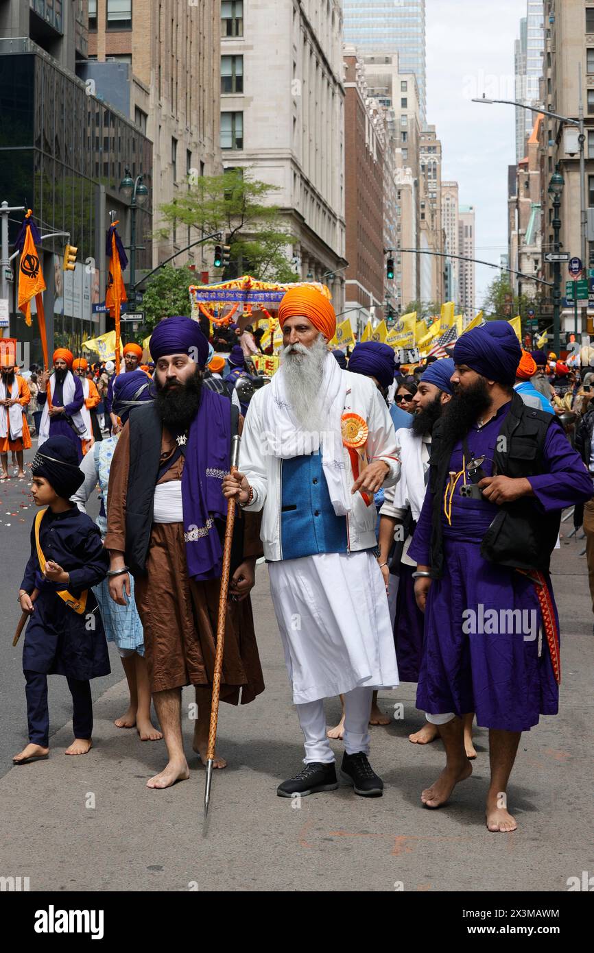 Madison Avenue, New York, USA, April 27, 2024 - Thousands of Sikh ...