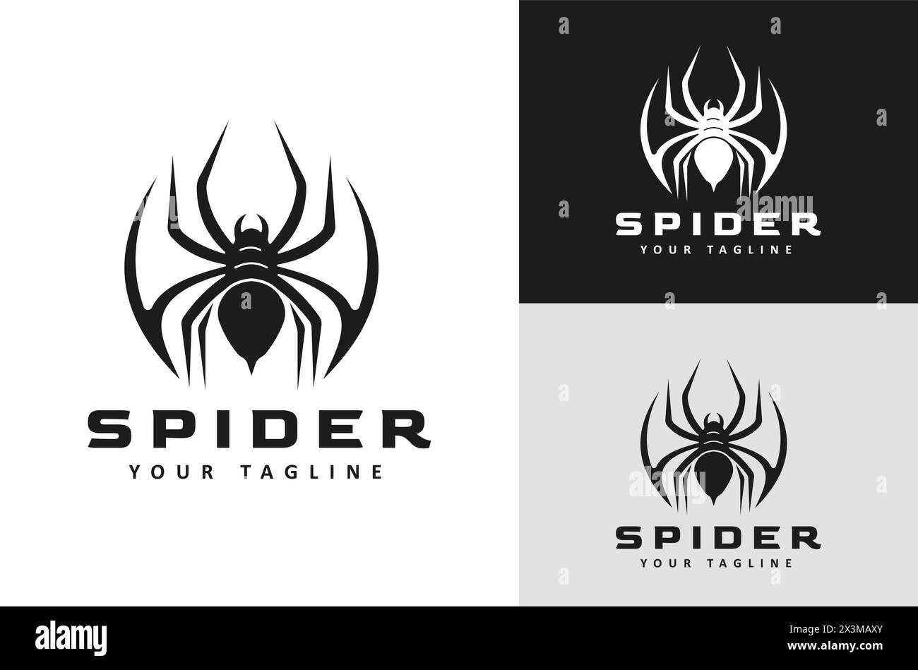 Arthropod Insect Spider Symbol Design Silhouette on Dark White background Stock Vector