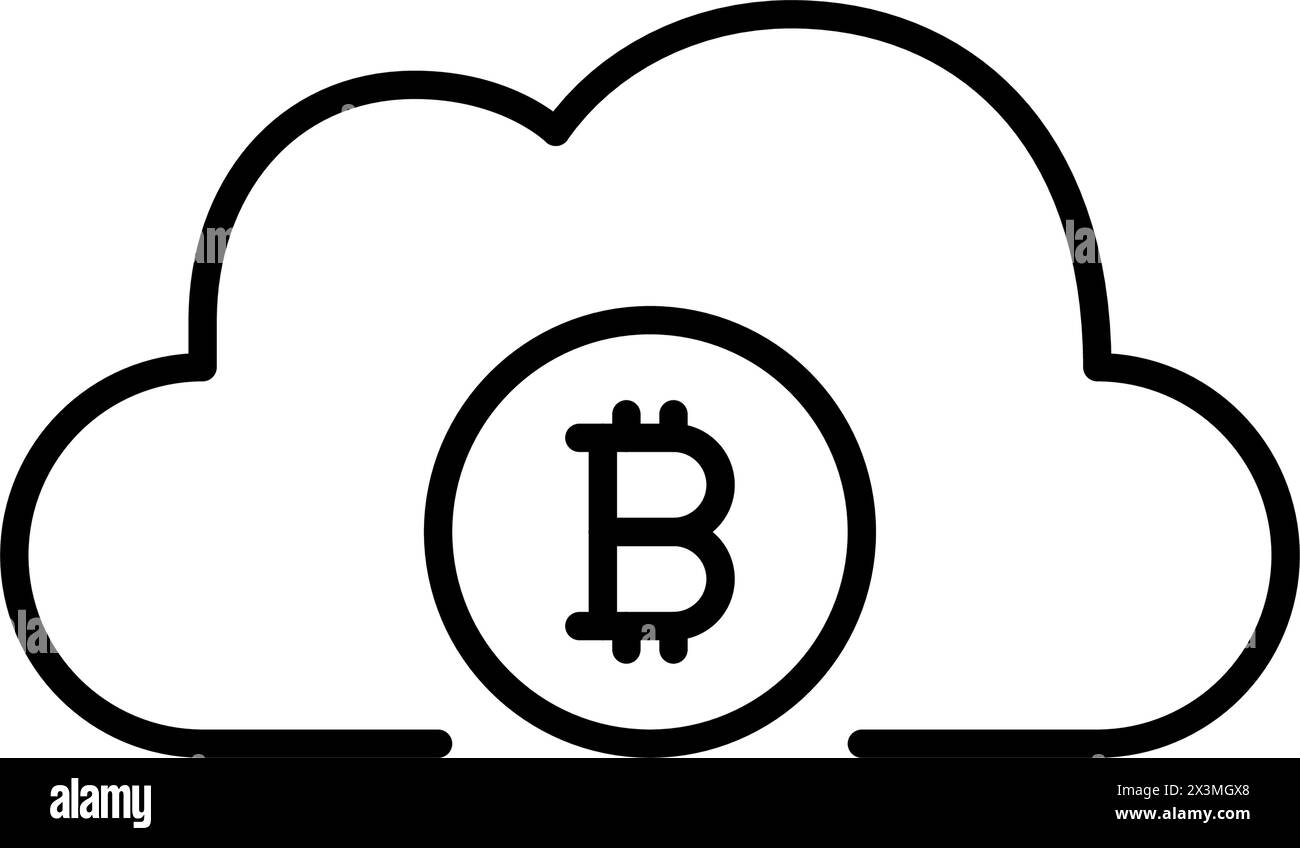 Bitcoin cloud. Decentralized cryptocurrency nature and security. Pixel perfect vector icon Stock Vector