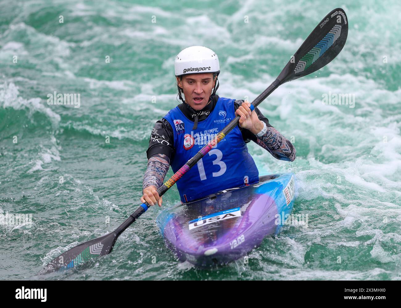 Lane. 27th Apr, 2024. Ria Sribar competes in the US Olympic Team Trials for  Kayak Slalom at Riversport in Oklahoma City, OK. Ron Lane. Credit:  csm/Alamy Live News Stock Photo - Alamy