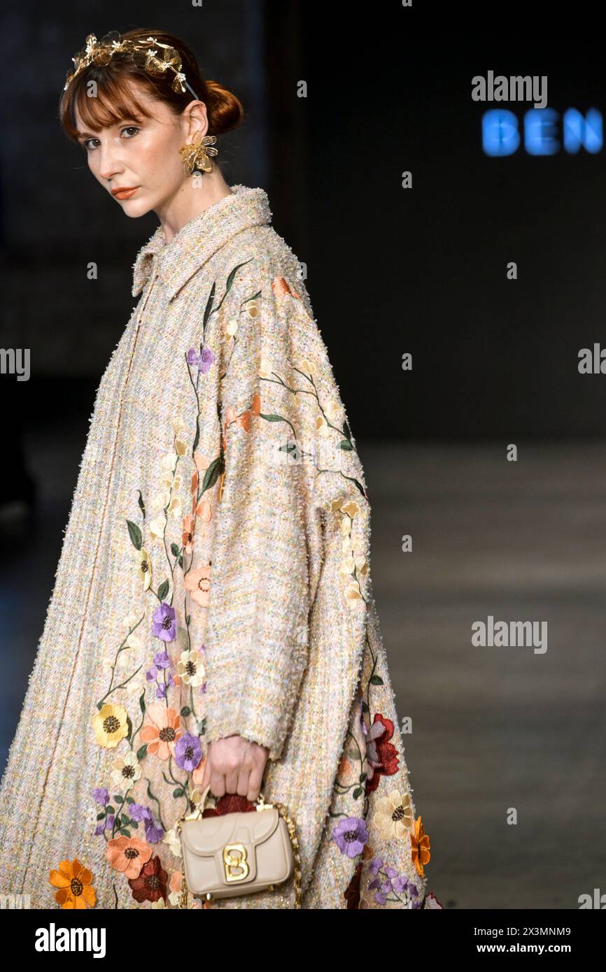Istanbul, Turkey. 26th Apr, 2024. A model wearing a coat by Benang Jar