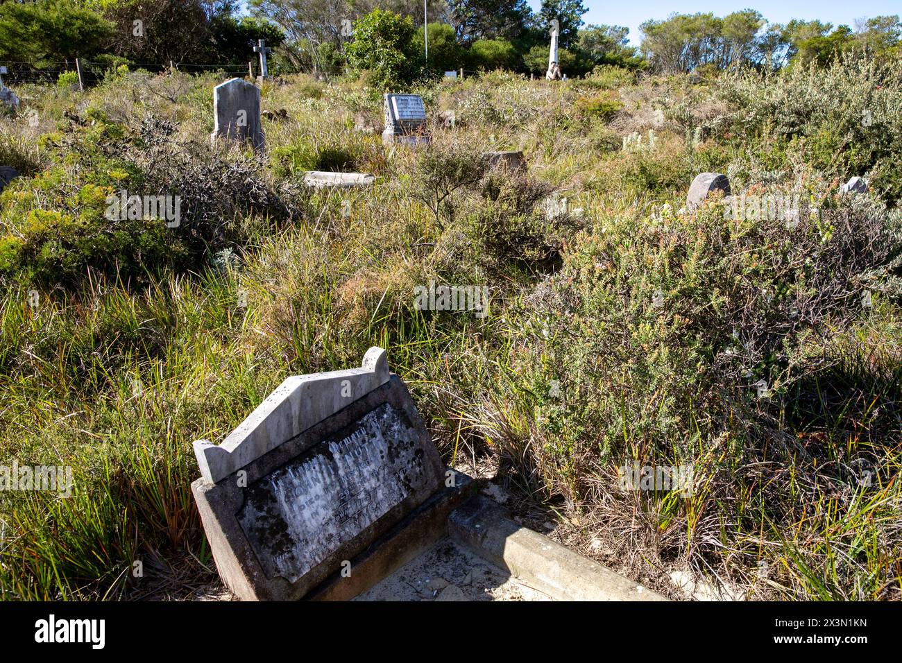 Third Quarantine cemetery, on North Head Manly, opened in 1881 for the burial of people who had died from infectious diseases including smallpox Stock Photo