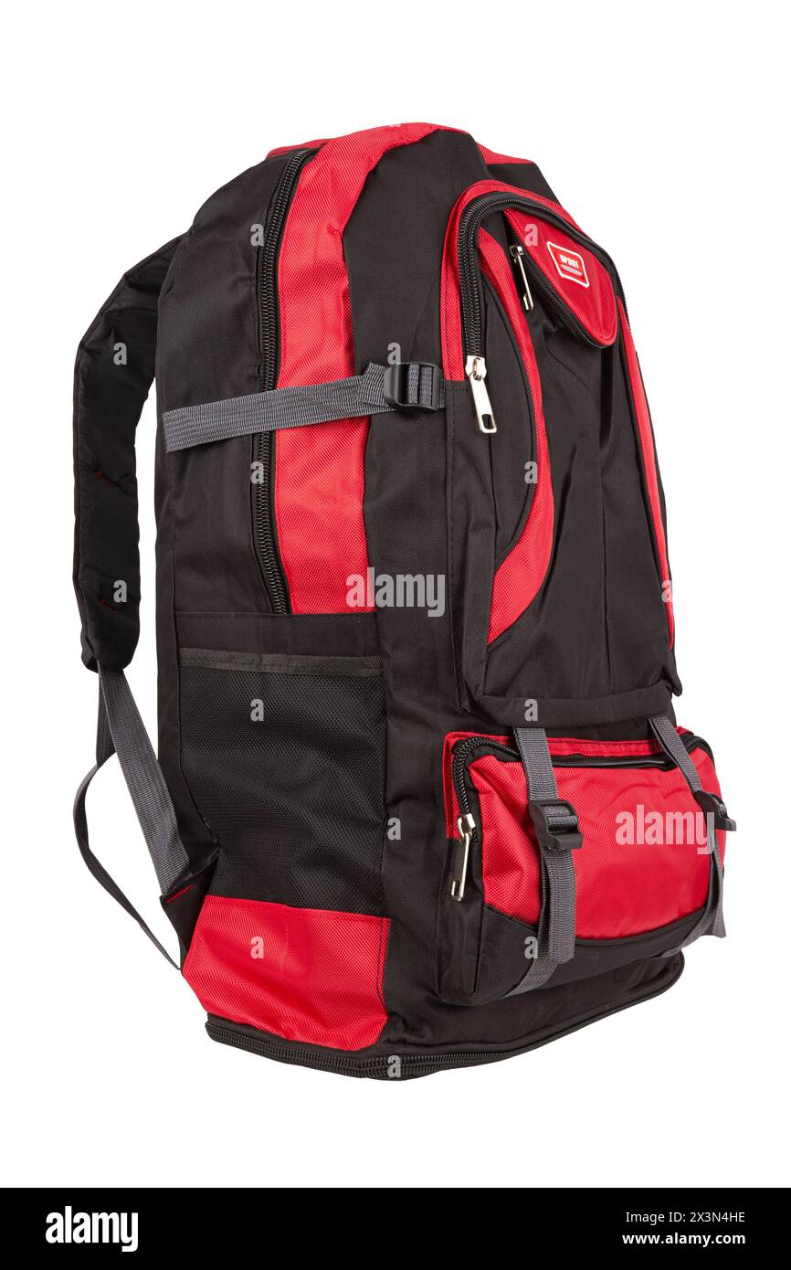 Big backpack for travel isolate on a white background Stock Photo