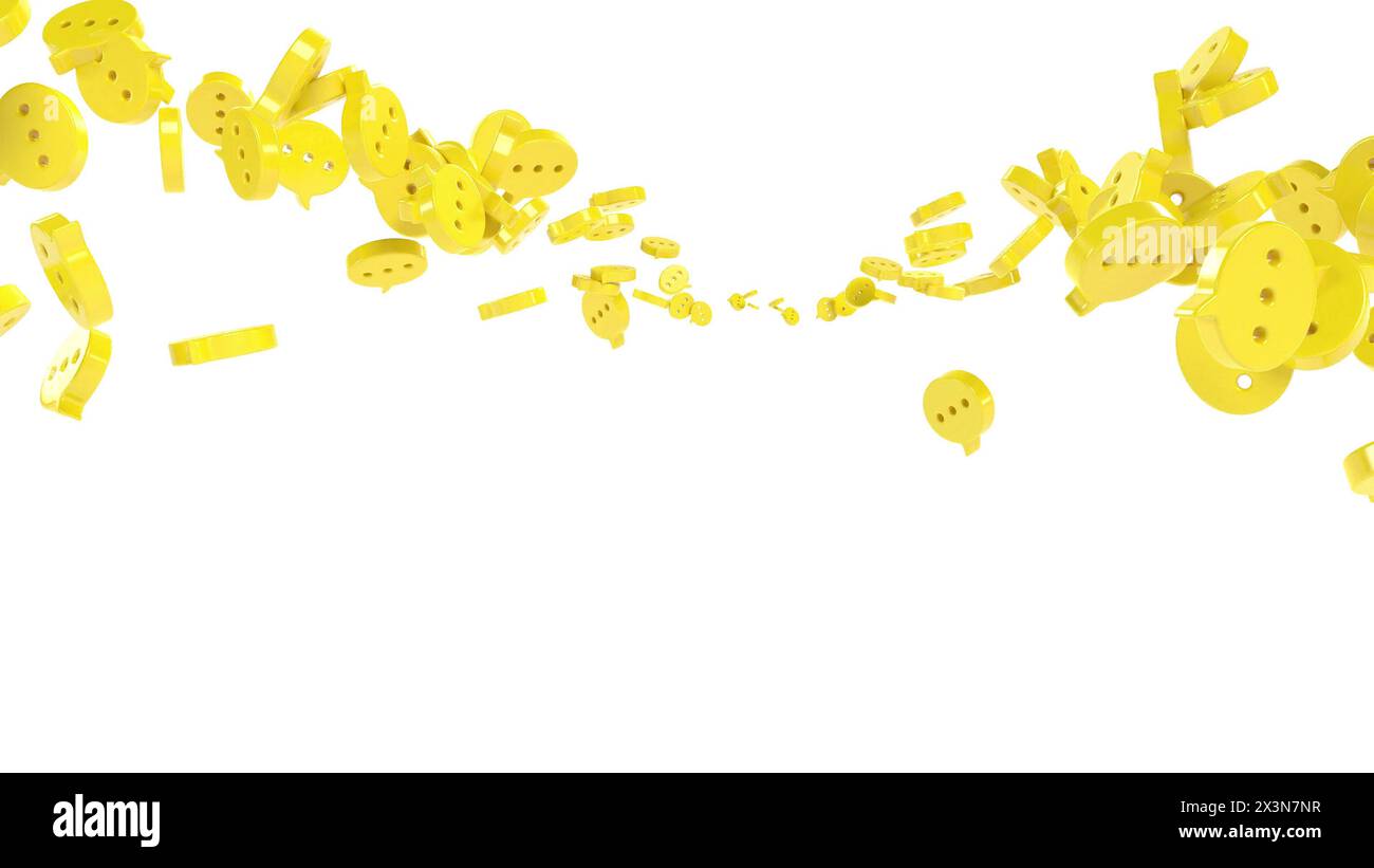 3d yellow icons message on white back 3d render Stock Photo - Alamy