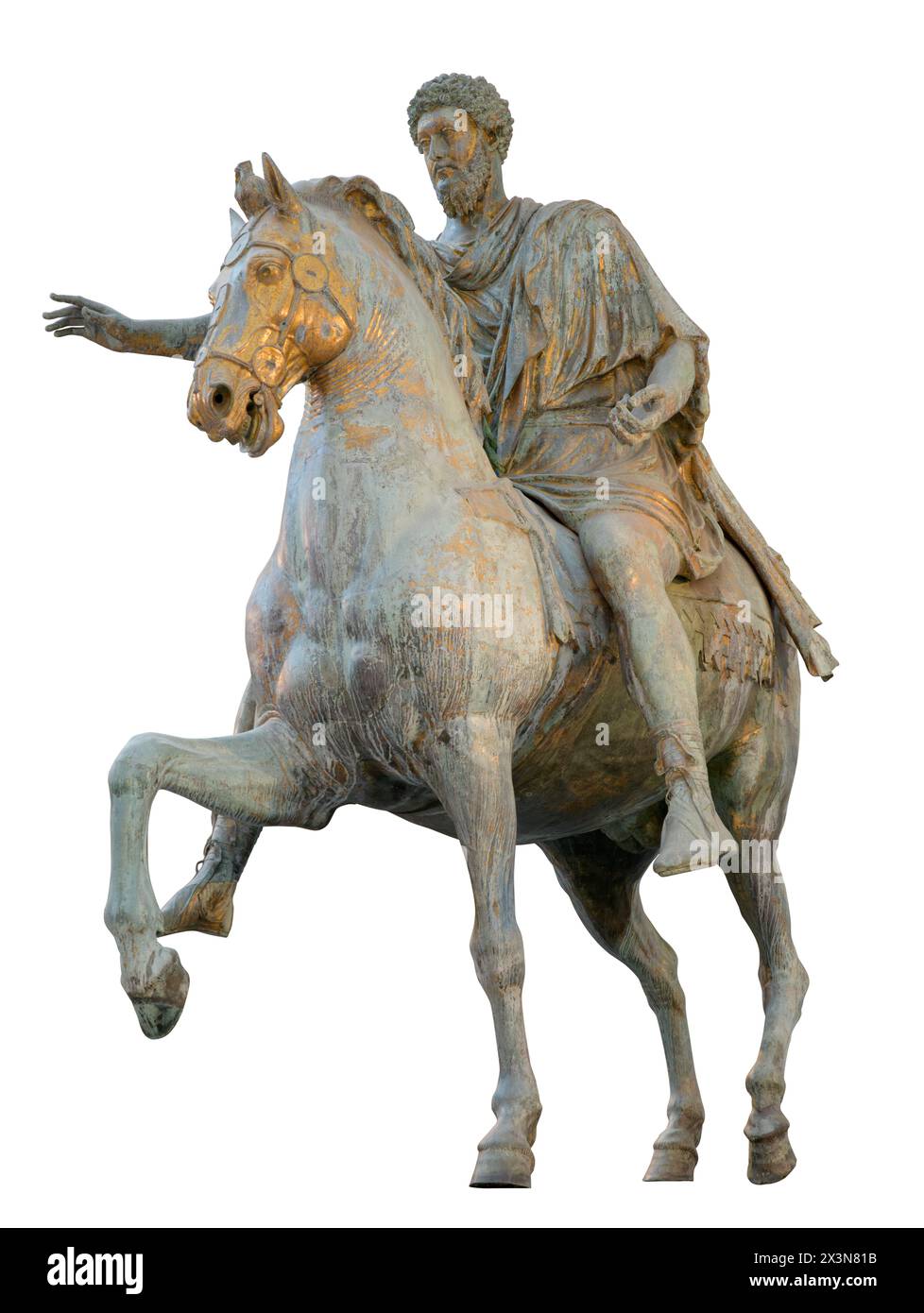 The Equestrian Statue of Marcus Aurelius (statua equestre di Marco Aurelio; Equus Marci Aurelii). Ancient Roman bronze equestrian statue on the Capito Stock Photo