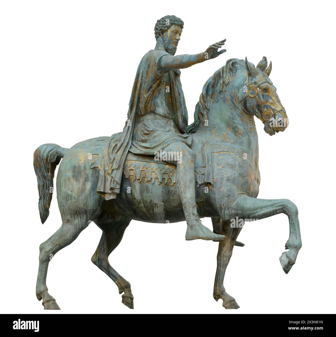 The Equestrian Statue of Marcus Aurelius (statua equestre di Marco Aurelio; Equus Marci Aurelii). Ancient Roman bronze equestrian statue on the Capito Stock Photo