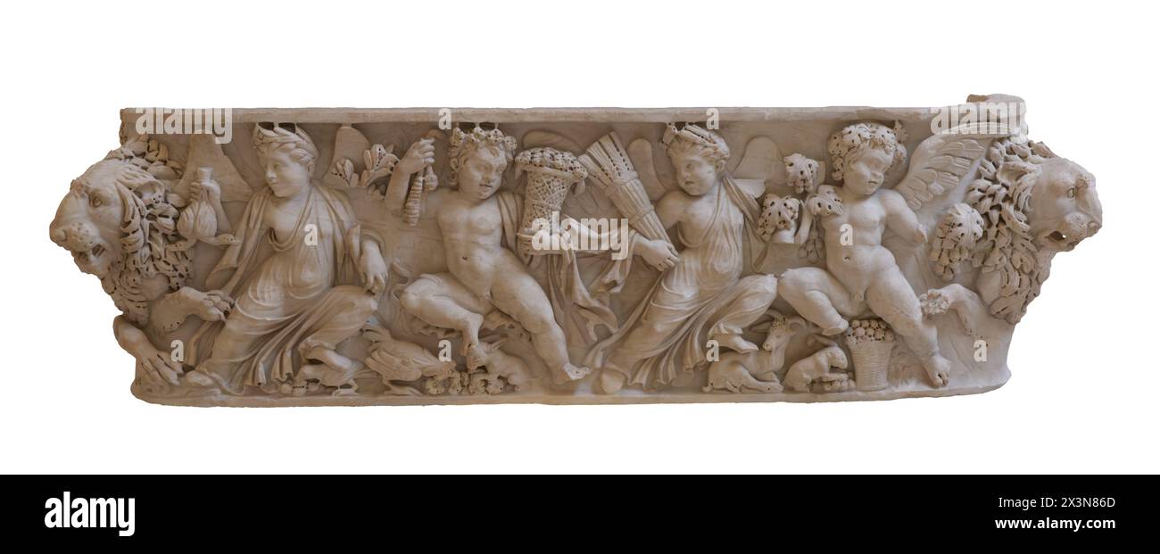 Sarcophagus with putti of the harvest and the barnyard. Rome Stock Photo