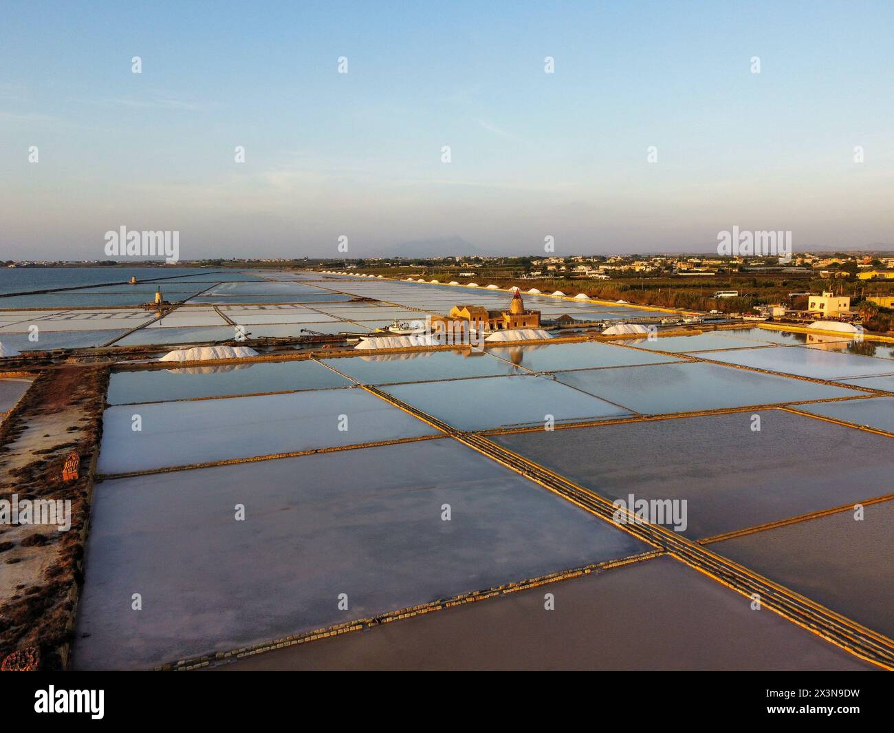 aerial view of the Stagnone salt pans Stock Photo