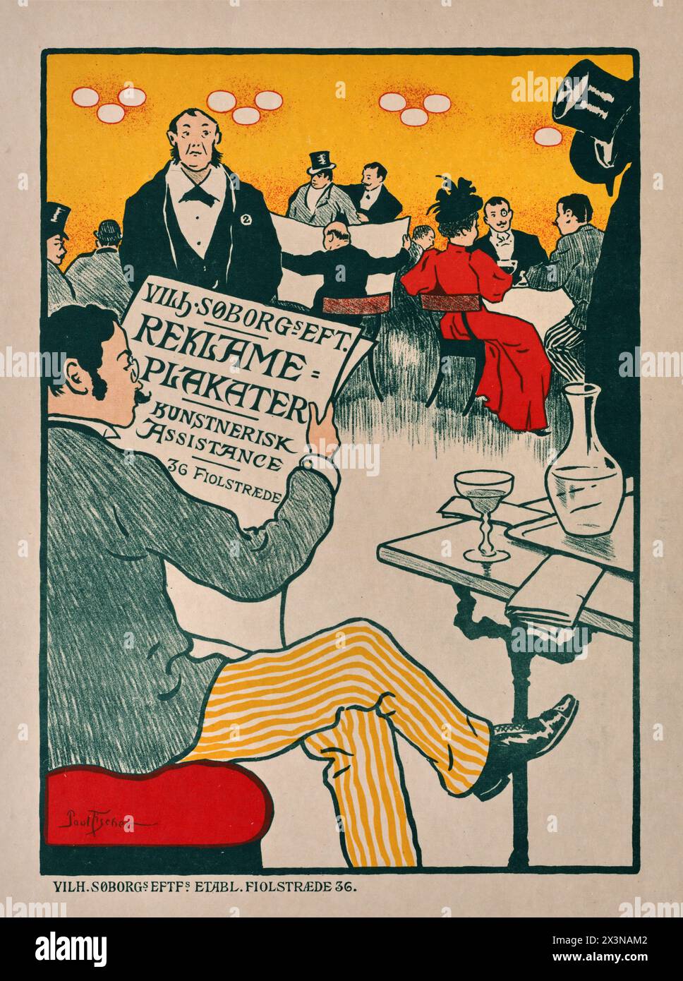 Masters of the Poster: Poster for Exhibition of Artistic Posters of Wilhelm Söborg by Paul Gustav Fischer, 1895 Stock Photo