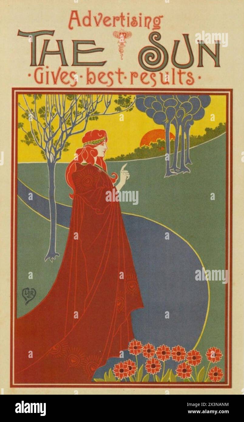 Vintage Illustration : Advertising The Sun Gives best Results  by Louis Rhead Stock Photo
