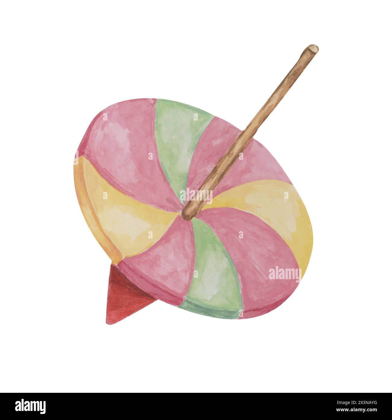 Wooden toy whirligig. Educational spinning top eco play object clipart