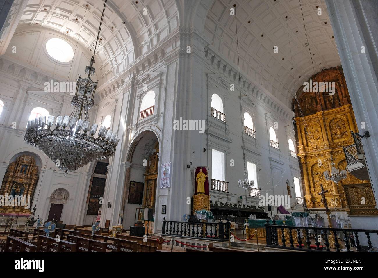 Old Goa, India - February 2, 2024: Interior of the Cathedral of Saint Catherine, known as Se Cathedral in Old Goa, India. Stock Photo