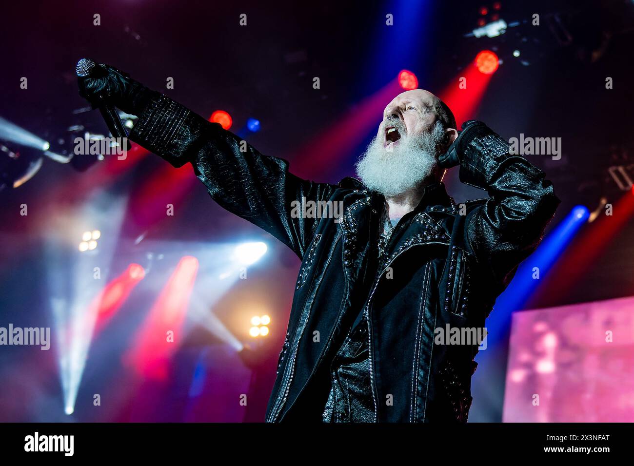 LONDON, ENGLAND: Judas Priest perform on stage at Wembley Arena during the Invisible Shield tour. Featuring: Rob Halford Where: London, United Kingdom When: 21 Mar 2024 Credit: Neil Lupin/WENN Stock Photo