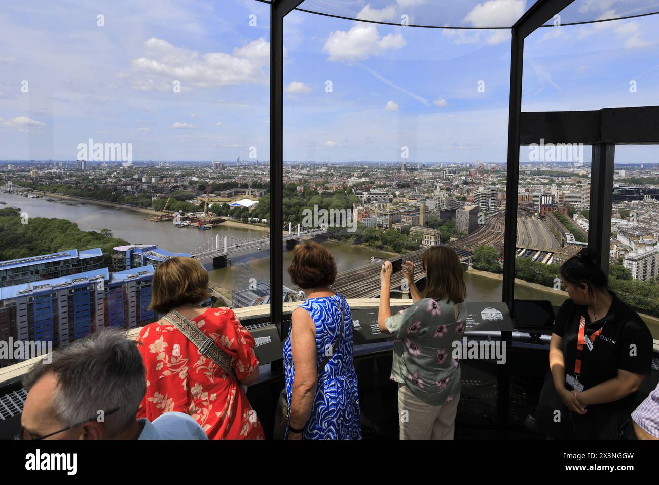 People in the Lift 109, Battersea Power Station, Battersea, London, England Stock Photo