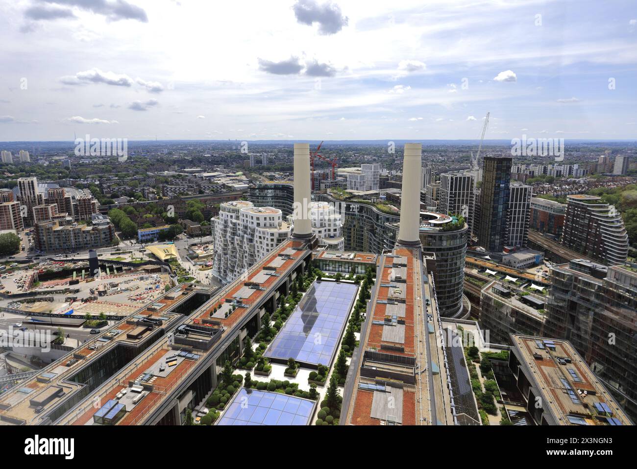 View over the roof of Battersea Power Station from the Lift 109, Battersea, London, England Stock Photo