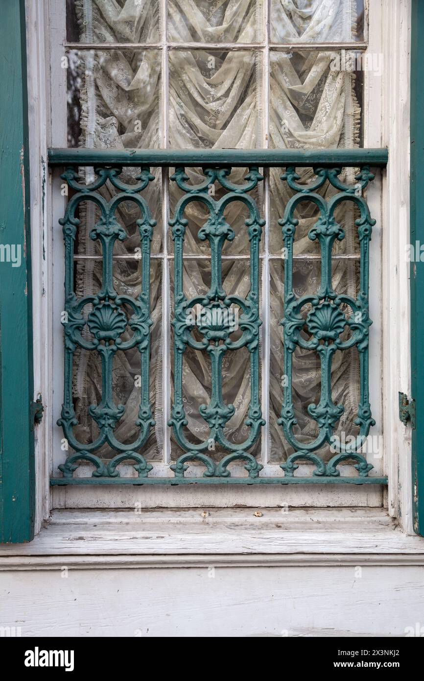 New Orleans, Louisiana. French Quarter, Decorative Window Grillwork. Stock Photo