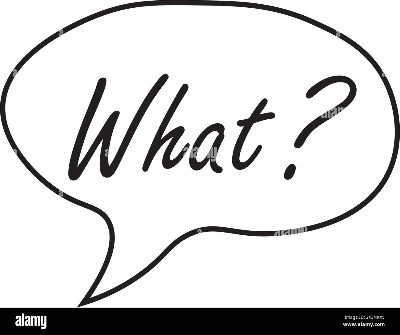 Doodle speech bubble with what question. Brainstorming, information, idea, consulting label.Problem solving, investigation. Vector illustration Stock Vector
