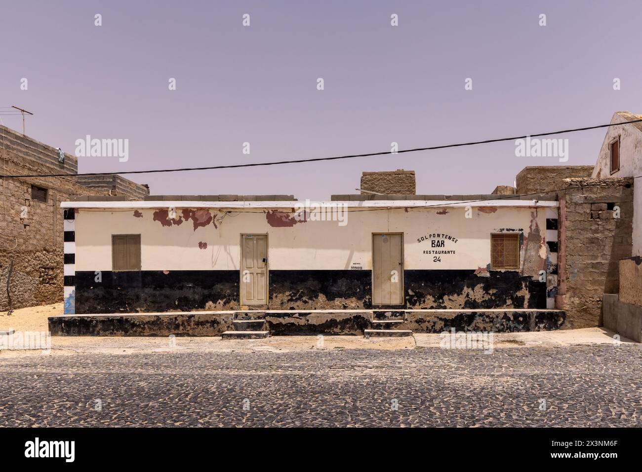 Traditional Bar / Restaurant on a street in the village of Rabil in Boa ...