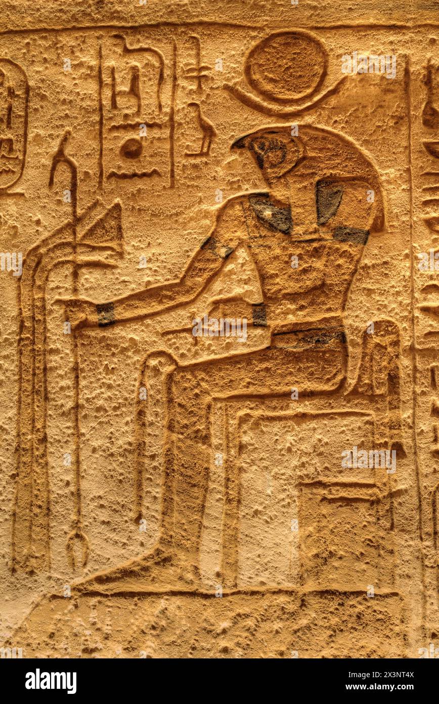 The God Ramsas God Horus, Sunken Relief, Lateral Chamber, Ramses II Temple, UNESCO ...