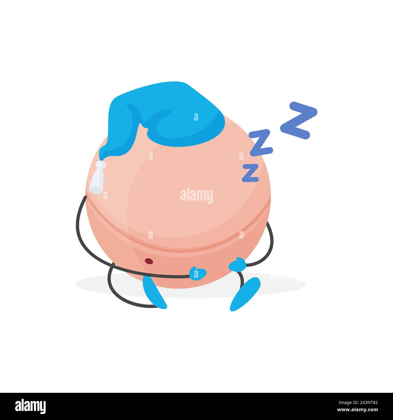 Sleepy funny eyeball character in nightcap and snoring with ZZZZ vector illustration Stock Vector