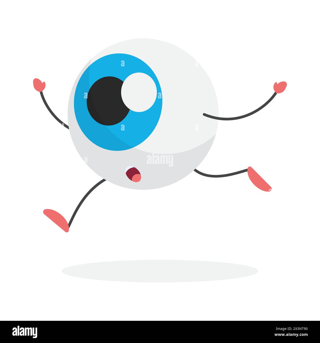 Funny cute eyeball character running fast in anxiety and rush vector ...