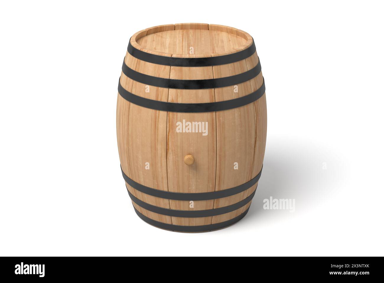 Classic wooden barrel upright view on white Stock Photo